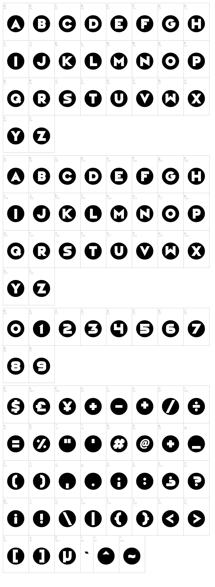 Magic Marbles font map